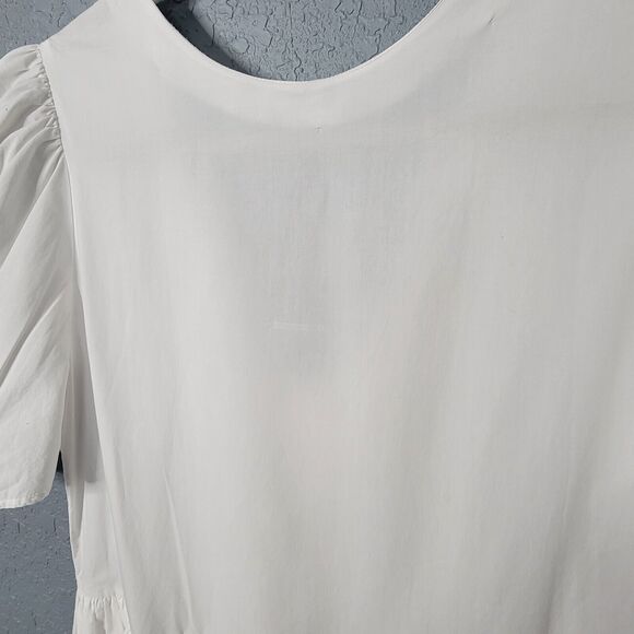 RHODE Dress Size Med White Nisha Puff-Sleeve Cotton Poplin Pockets Unlin… - Picture 9 of 16